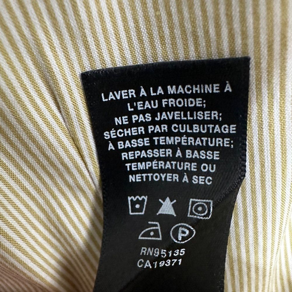 Lafayette 148 New York Button Down Top Striped Tan White Size 8 - Picture 9 of 9